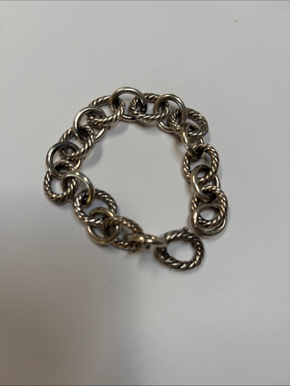 David Yurman Chunky Twisted Link Bracelet in Silver Tone